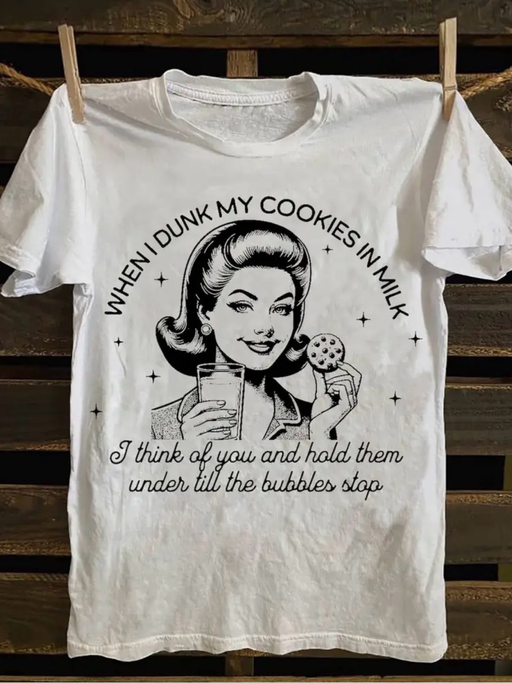 White Graphic Tee - Retro Cookie & Milk Design